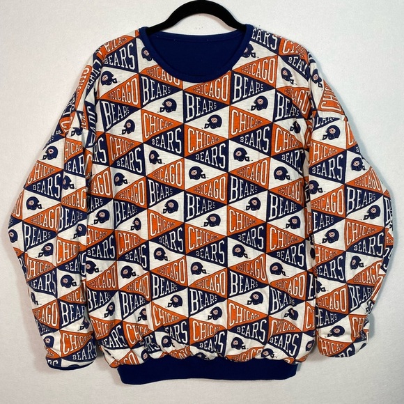 1980s Vintage NFL Chicago Bears Big Spell-Out Reversible Crew Neck Sweatshirt - Picture 13 of 14